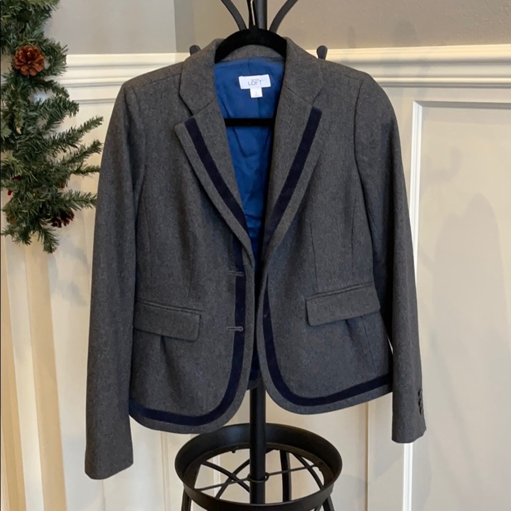 Ann Taylor Loft Gray Blue Wool Blazer